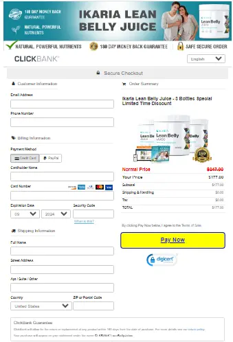 Ikaria Juice order page